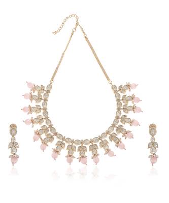 Pink kundan necklace set 5