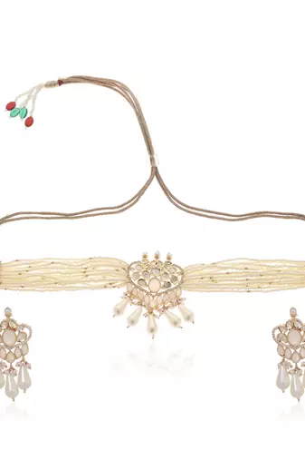 White kundan necklace set