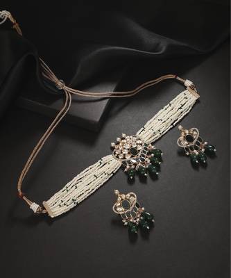 Green kundan necklace set 1