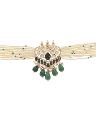 Green kundan necklace set 2