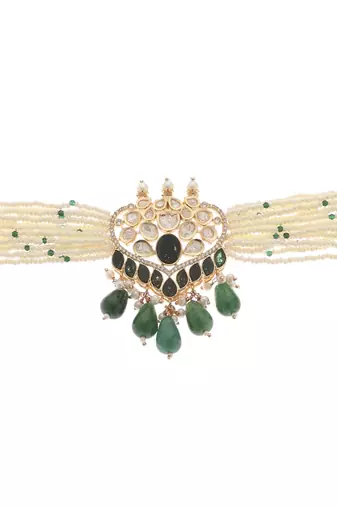 Green kundan necklace set