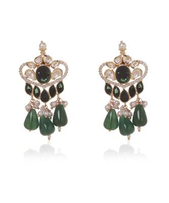 Green kundan necklace set 3