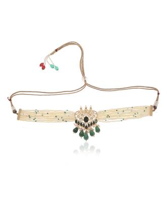 Green kundan necklace set 4