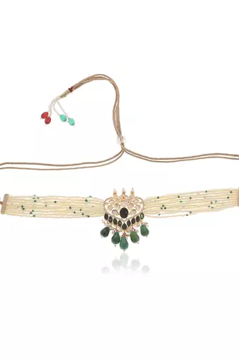 Green kundan necklace set