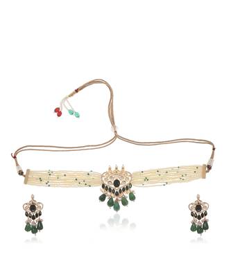 Green kundan necklace set 5