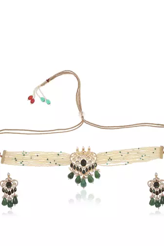 Green kundan necklace set