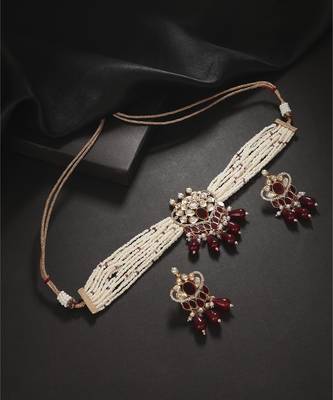 Red kundan necklace set 1