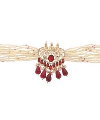 Red kundan necklace set 3
