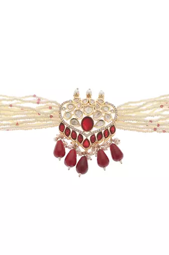 Red kundan necklace set