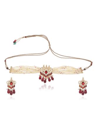 Red kundan necklace set 5