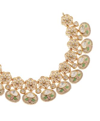 Green kundan necklace set 2