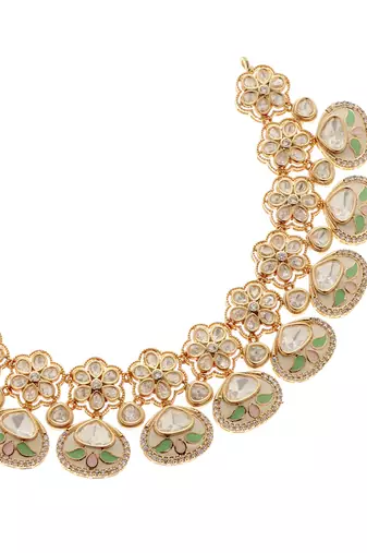 Green kundan necklace set