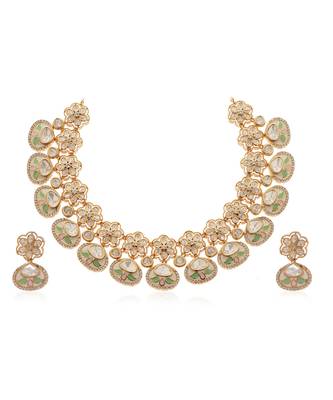 Green kundan necklace set 4