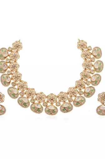 Green kundan necklace set