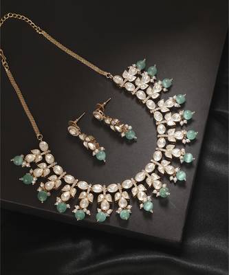 Gold kundan necklace set 1