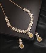 Yellow kundan necklace set