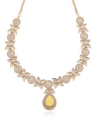 Yellow kundan necklace set 2