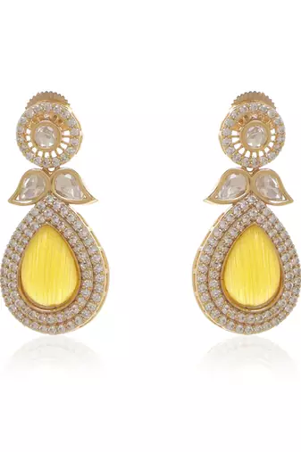 Yellow kundan necklace set