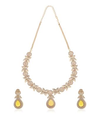 Yellow kundan necklace set 4