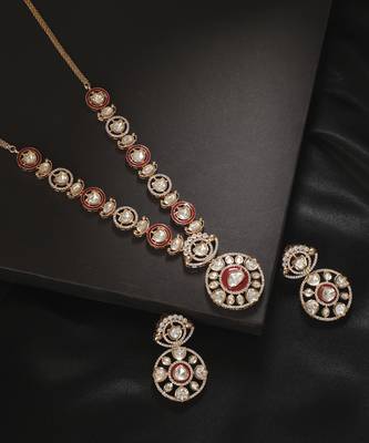 Red kundan necklace set 1
