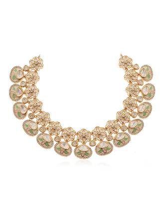Green kundan necklace set 5