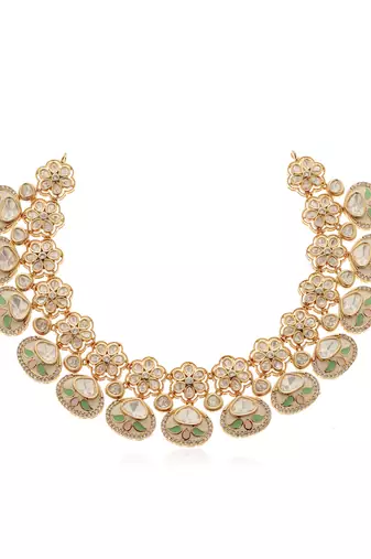 Green kundan necklace set