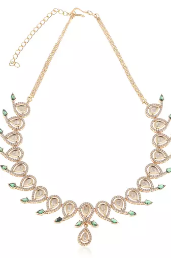 Green kundan necklace set