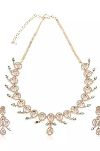 Green kundan necklace set