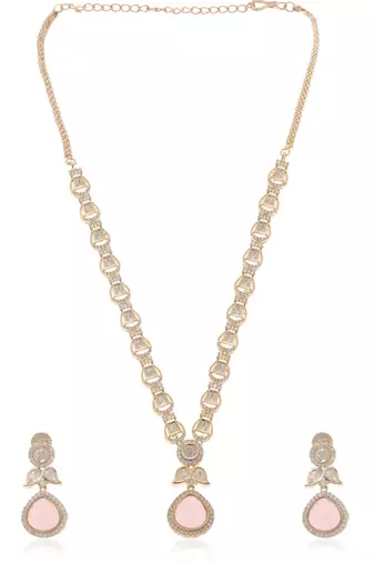 Pink kundan necklace set