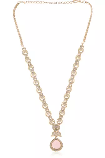Pink kundan necklace set