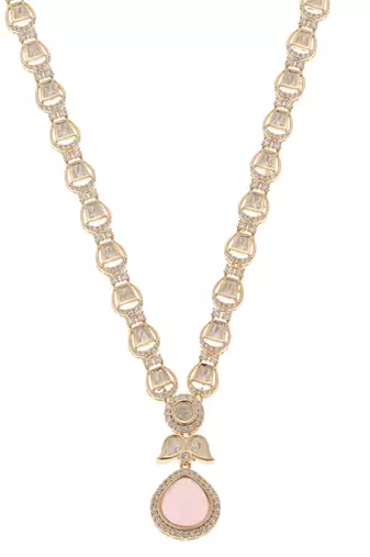 Pink kundan necklace set