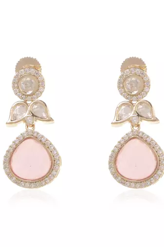 Pink kundan necklace set