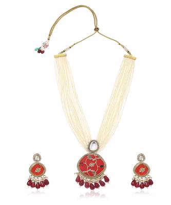 Red kundan necklace set 5
