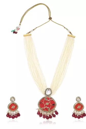 Red kundan necklace set