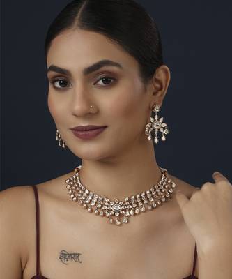 Gold kundan necklace set 1