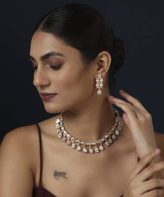 Gold kundan necklace set 1