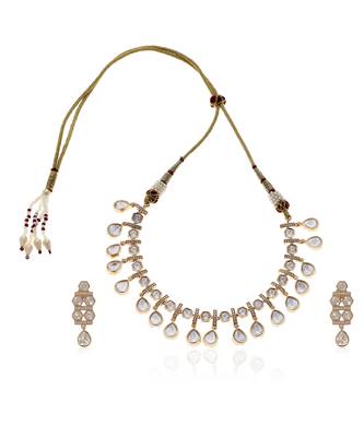 Gold kundan necklace set 5