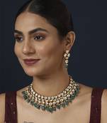 Green kundan necklace set