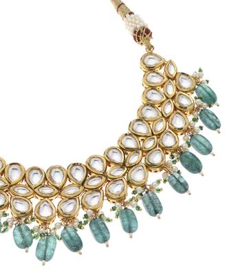 Green kundan necklace set 2