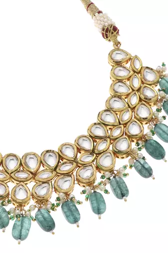 Green kundan necklace set