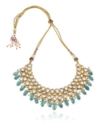 Green kundan necklace set 3