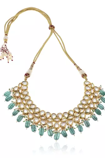 Green kundan necklace set