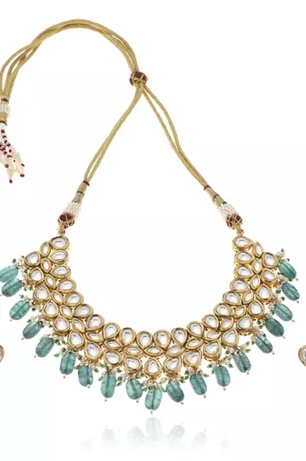 Green kundan necklace set