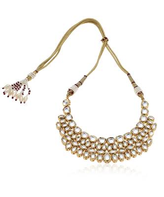 Gold kundan necklace set 4