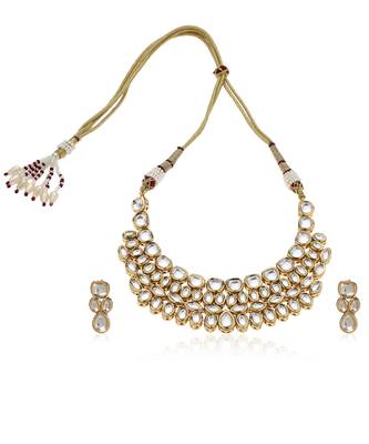 Gold kundan necklace set 5