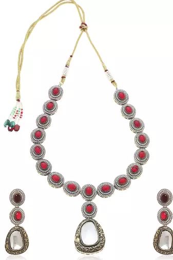 Red kundan necklace set