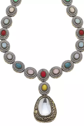 Multicolor kundan necklace set