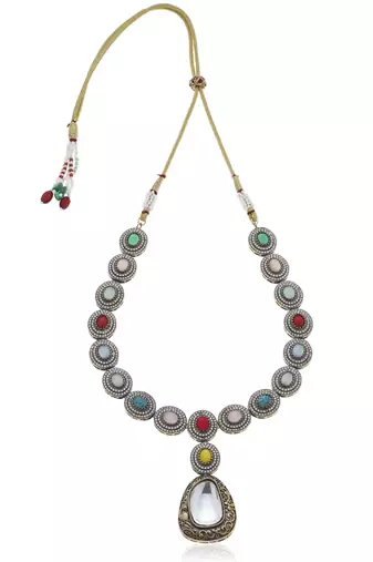 Multicolor kundan necklace set