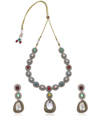 Multicolor kundan necklace set 5