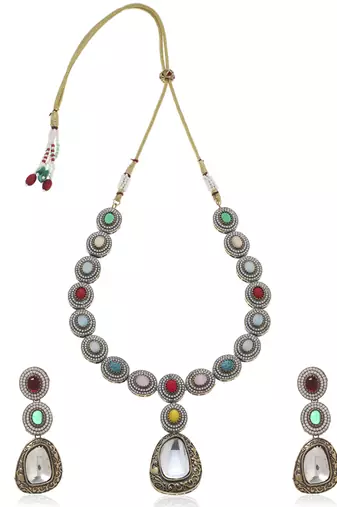 Multicolor kundan necklace set